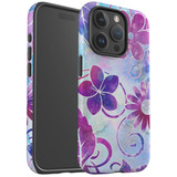 For iPhone 15 Pro Case Tough Protective Cover, Flower Swirls | Protective Covers | iCoverLover Australia