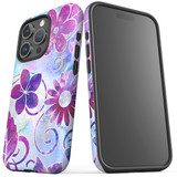 For iPhone 15 Pro Max Case Tough Protective Cover, Flower Swirls | Protective Covers | iCoverLover Australia