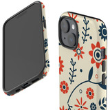 For iPhone 15 Case Tough Protective Cover, Orange And Blue Flowers | Protective Covers | iCoverLover Australia