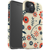 For iPhone 15 Case Tough Protective Cover, Orange And Blue Flowers | Protective Covers | iCoverLover Australia