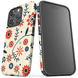 For iPhone 15 Pro Case Tough Protective Cover, Orange And Blue Flowers | Protective Covers | iCoverLover Australia