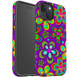 For iPhone 15 Case Tough Protective Cover, Purple Floral Design | Protective Covers | iCoverLover Australia