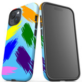 For iPhone 15 Case Tough Protective Cover, Rainbow Brushes | Protective Covers | iCoverLover Australia