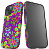 For iPhone 15 Plus Case Tough Protective Cover, Purple Floral Design | Protective Covers | iCoverLover Australia