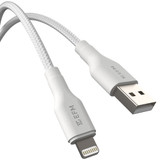EFM Braided USB-A to Lightning Cable, Power and Data, 1M, White | iCoverLover