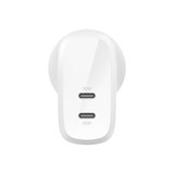 Belkin BoostCharge PRO, Dual USB-C Wall Charger, PPS, 60W, White | iCoverLover