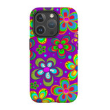 Purple Floral Design Case - iPhone 15 Pro Compatible with MagSafe