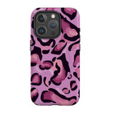 Magenta Leopard Pattern Case - iPhone 15 Pro Compatible with MagSafe