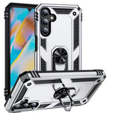 For Samsung Galaxy A15 Case - Shockproof, Durable TPU + PC Protective Cover, Metal Ring, Silver | iCoverLover.com.au
