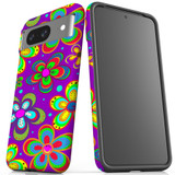 For Google Pixel 8, 8 Pro Tough Protective Cover, Purple Floral Design | iCoverLover Australia