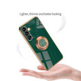 Electroplating Ring Holder Cover for Galaxy S24 Ultra, S24+ Plus, S24 | Dark Green Case