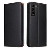 Samsung Galaxy S24 Leather Flip Case - Black Wallet Folio Cover