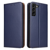Samsung Galaxy S24 Leather Flip Case - Blue Wallet Folio Cover