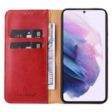 Samsung Galaxy S24 Ultra, S24+ Plus, S24+ Plus Leather Case - Red Flip Wallet Cover