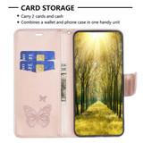 For Samsung Galaxy S24 Ultra, S24+ Plus or S24 Case - Embossed Butterflies, Folio Wallet PU Leather Cover, Stand, Rose Gold | iCoverLover.com.au