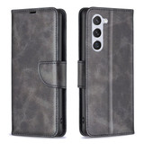 For Samsung Galaxy S24 Case - Lambskin Texture, Folio PU Leather Wallet Cover with Card Slots, Lanyard, Black | iCoverLover.com.au
