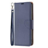 For Samsung Galaxy S24 Ultra, S24+ Plus or S24 Case - Lychee Folio Wallet PU Leather Cover, Kickstand, Blue | iCoverLover.com.au