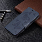 For Samsung Galaxy S24 Ultra, S24+ Plus or S24 Case - Embossed Butterflies, Folio Wallet PU Leather Cover, Stand, Blue | iCoverLover.com.au