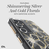 Galaxy S24 Ultra, S24+ Plus, S24 Floral Gems Cover in Gold