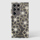 Galaxy S24 Ultra, S24+ Plus, S24 Floral Gems Cover in Gold