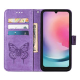 For Samsung Galaxy A15 5G & A15 4G Case - Embossed Butterfly, Folio Wallet PU Leather Cover, Stand, Purple | iCoverLover.com.au