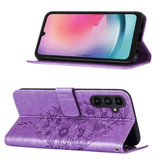 For Samsung Galaxy A15 5G & A15 4G Case - Embossed Butterfly, Folio Wallet PU Leather Cover, Stand, Purple | iCoverLover.com.au