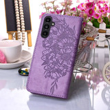 For Samsung Galaxy A15 5G & A15 4G Case - Embossed Butterfly, Folio Wallet PU Leather Cover, Stand, Purple | iCoverLover.com.au
