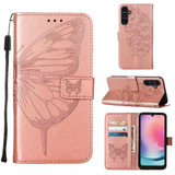 For Samsung Galaxy A15 5G & A15 4G Case - Embossed Butterfly, Folio Wallet PU Leather Cover, Stand, Rose Gold | iCoverLover.com.au