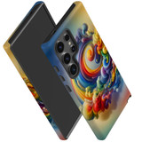 Wavy Rainbow Clouds Tough Cover for Galaxy S24 Ultra, S24+ Plus, S24 | Colorful Protection