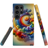 Wavy Rainbow Clouds Tough Cover for Galaxy S24 Ultra, S24+ Plus, S24 | Colorful Protection