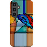 Dolphin On Stained Glass Protective Cover for Galaxy S24+ Plus | Aquatic Elegance