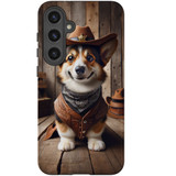 Cowboy Corgi Tough Protective Cover for Galaxy S24 | Quirky & Secure