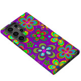 Purple Floral Design Tough Protective Cover for Galaxy S24 Ultra, S24+ Plus, S24 | Stylish Safety