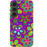 Purple Floral Design Tough Protective Cover for Galaxy S24+ Plus | Elegant Defense