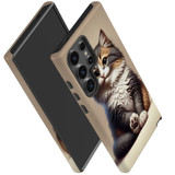 Playful Cat Protective Case for Galaxy S24 Ultra, S24+ Plus, S24 | Purr-fect Armor