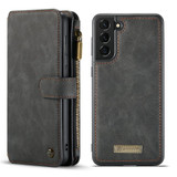 For Samsung Galaxy S22+ Plus Case Wild Horse Texture PU Leather Folio Case, Black | iCoverLover Australia