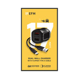 EFM Dual USB Rapid Wall Charger 3.4A With Type C Cable, Black | iCoverLover.com.au