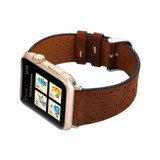 For Apple Watch Series 7, 41-mm Case, PerForated Genuine Leather Watch Band, Coffee | iCoverLover.com.au