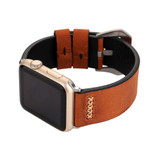 For Apple Watch Series 6, 40-mm Case, Retro Genuine Leather Watch Band, Cofee | iCoverLover.com.au