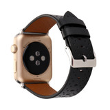 For Apple Watch Series 6, 40-mm Case, PerForated Genuine Leather Watch Band, Black | iCoverLover.com.au