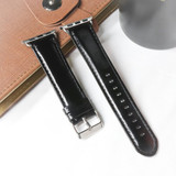 For Apple Watch Series 4, 40-mm Case, Genuine Leather Oil Wax Rounded Strap, Black | iCoverLover.com.au
