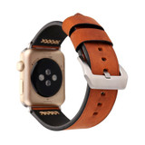 For Apple Watch SE (2nd Gen), 40-mm Case, Retro Genuine Leather Watch Band, Cofee | iCoverLover.com.au