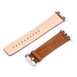 For Apple Watch SE (2nd Gen), 40-mm Case, Premium Genuine Leather Strap, Brown | iCoverLover.com.au