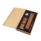 For Apple Watch Series 6, 40-mm Case, Genuine Leather Oil Wax Strap, Dark Brown | iCoverLover.com.au