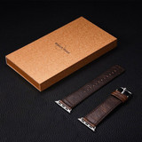 For Apple Watch Series 3, 38-mm Case, Genuine Leather Oil Wax Strap, Dark Brown | iCoverLover.com.au