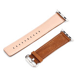 For Apple Watch SE (2nd Gen), 44-mm Case, Premium Genuine Leather Strap, Brown | iCoverLover.com.au