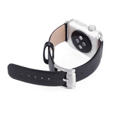 For Apple Watch SE (2nd Gen), 44-mm Case, Cowhide Genuine Leather Strap, Black | iCoverLover.com.au