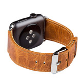 For Apple Watch Series 9, 45-mm Case, Genuine Leather Oil Wax Strap, Brown | iCoverLover.com.au