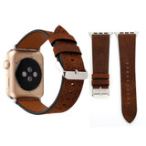 For Apple Watch SE, 44-mm Case Perforated Genuine Leather Watch Band, Cofee | iCoverLover.com.au