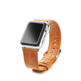 For Apple Watch Series 1, 42-mm Case, Genuine Leather Oil Wax Strap, Brown | iCoverLover.com.au